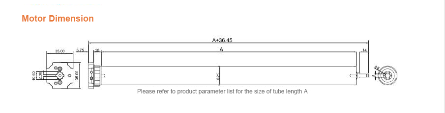 Olide tubular motor kit motor dimension
